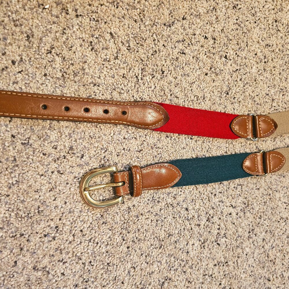 Brooks Brothers Multi-colored canvas and leather belt